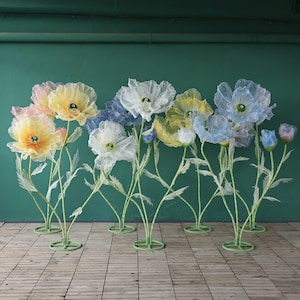 Set di fiori di seta giganti, papavero artificiale, grande fondale per feste di matrimonio, decorazione per vetrine di negozi, decorazioni per eventi artigianali