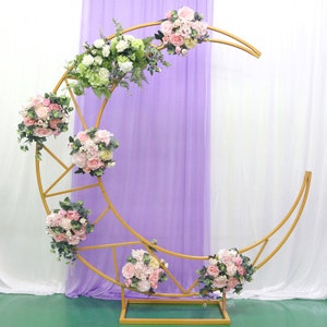 Customize 70.87'' Gold White Moon Ship Metal Iron Arch Decor Wedding Stand Backdrop Cake Stand Shelf Crescent Wedding Moon Arch