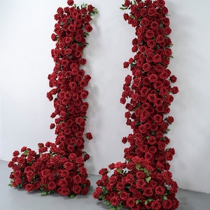 Luxury Red Rose Flower Runner: Wedding Backdrop Decor