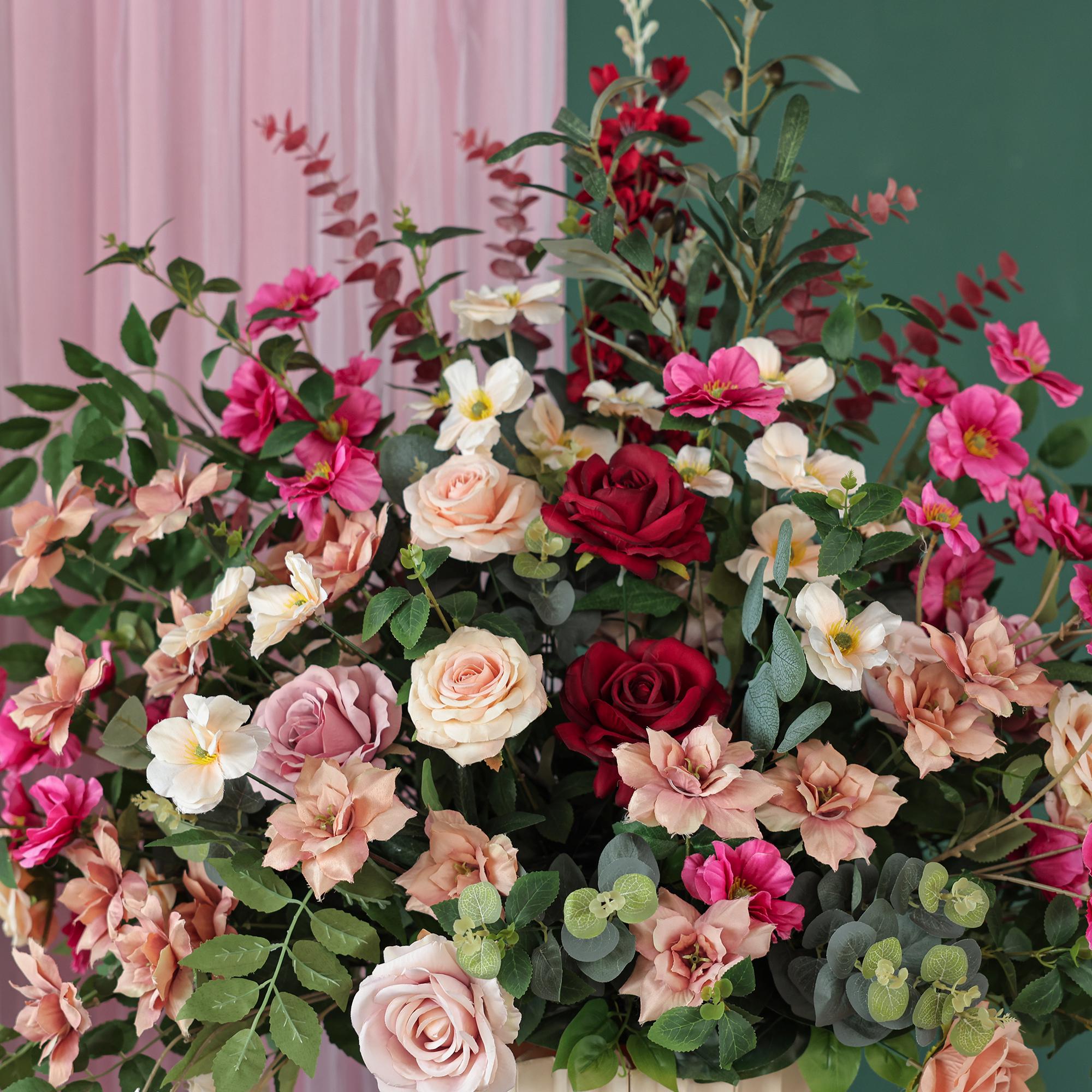 Rose & Hydrangea Wedding Flower Arrangement: Silk Floral Row, Party ...