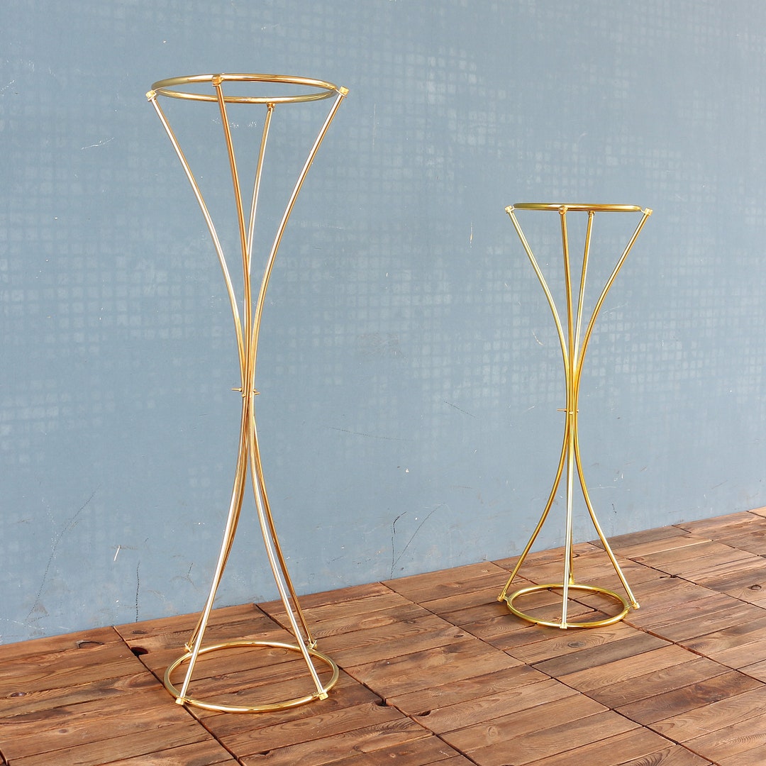 Gold Plated Wedding Metal Flower Stand Tall Centerpiece Geometric Stand ...