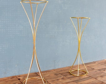 Gold Plated Wedding Metal Flower Stand Tall Centerpiece Geometric Stand Vases for Table floral display stand Wedding arrangement