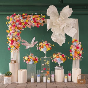 Light Pink & Blue Silk Flower Arrangement: Wedding Backdrop Decor