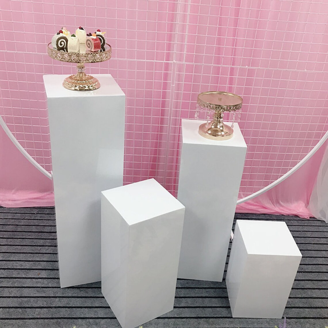 4pcs Square Pillar Pedestal Cylinder white wedding cake stand Etsy