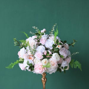 Silk Flower Centerpiece: Rose, Peony & Hydrangea Wedding Table Decor