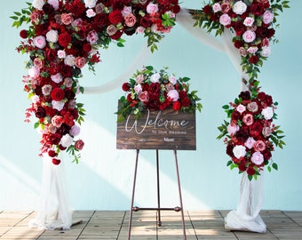 Wedding Backdrop Decorations DIY Burgundy Series Floral Arrangement for Outdoor Party Stage Arch Decor Event Supplies