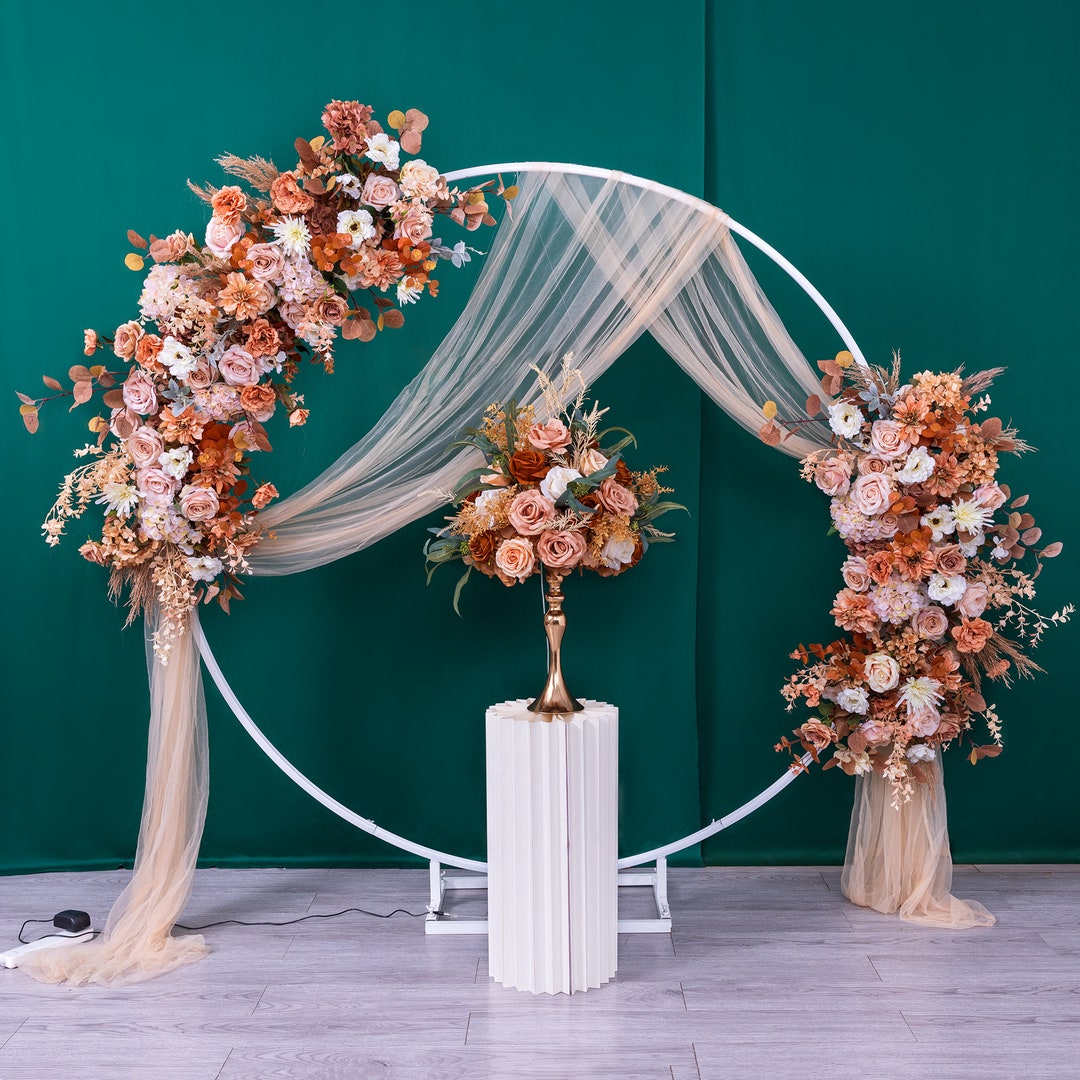 Autumn Pink Rose Hydrangea Silk Flower Arrangement: Wedding Stage Decor ...