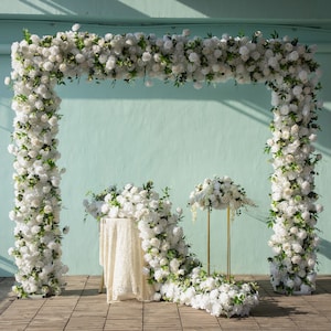 Customized Floral Arrangement Luxury Greenery White Rose Flower Runner for Wedding Event Stage Arch Decor Table Centerpieces