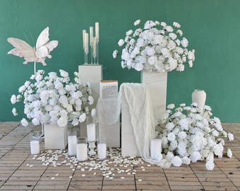 White green Rose Flower Ball Centerpiece: Wedding Table Decoration