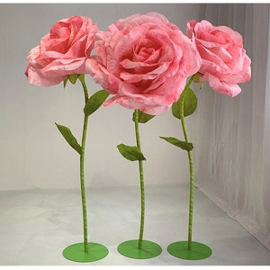 Giant Paper Roses Set: Handmade Floral Display, Wedding Event Decor