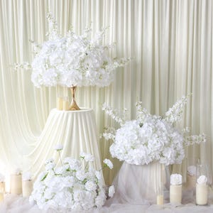 Handgjorda konstgjorda blommor boll bröllopsdekoration anpassad vit hortensia delphinium mittpunktsdekoration Konstblommen dekor
