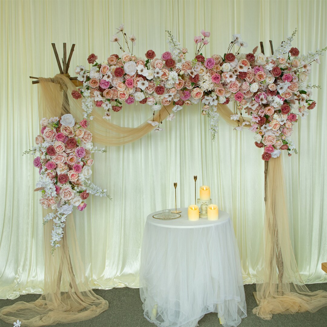 Customized Autumn Pink Series Floral Arrangement for Wedding Backdrop