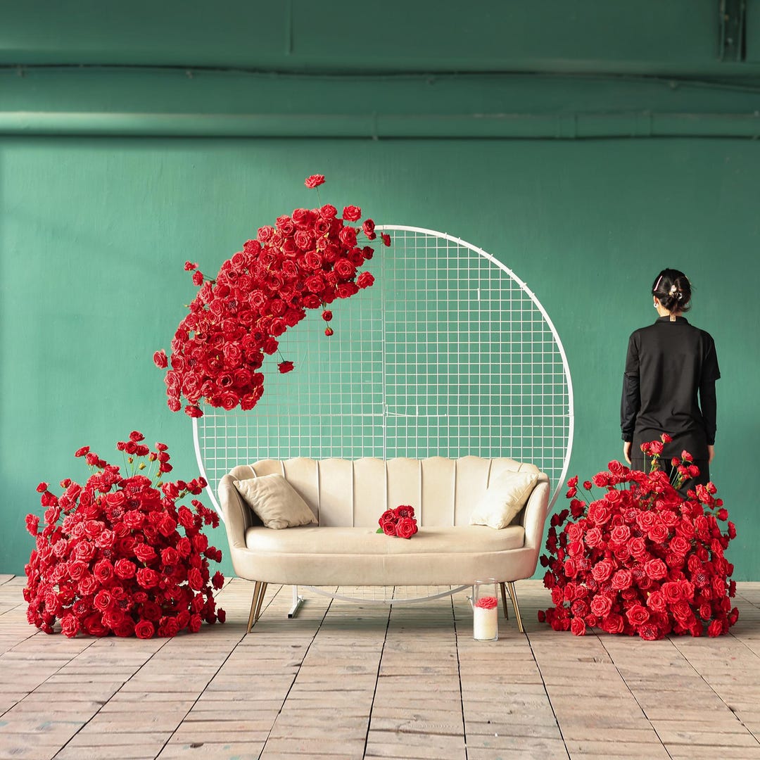 Red Rose Hydrangea Silk Flower Arrangement: Wedding Arch Decor - Etsy