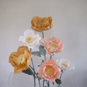 Free-Standing Giant Paper Coquelicot Set Wedding Event Floral Backdrop Retail Store Front Decor Window Display Large Hand Crafted Flower