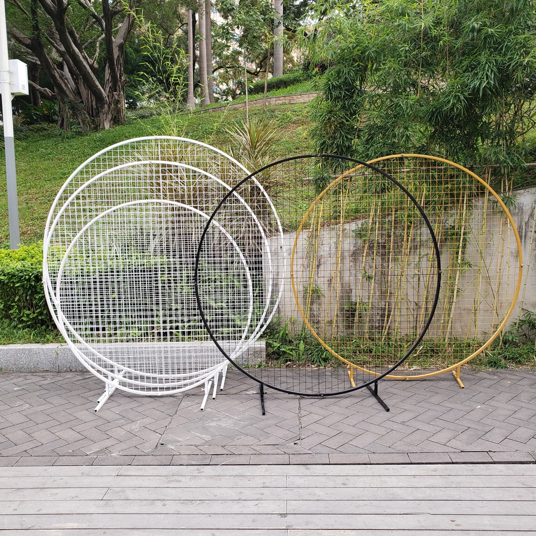 Round Mesh Wedding Arch, Geometric Backdrop, Gold, White, or Black - Etsy