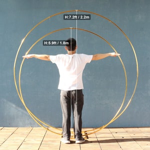 Gold Plated Double Round Wedding Arch: Flower Stand Prop (7.2ft+5.9ft)