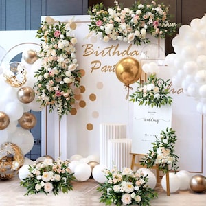 Champagne Wedding Flower Arrangement: Silk Floral Road Decor