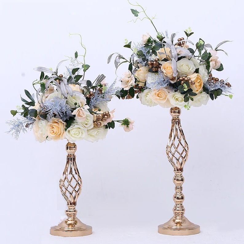 Gold Flower Vases Candle Holders Rack Stands Wedding Etsy