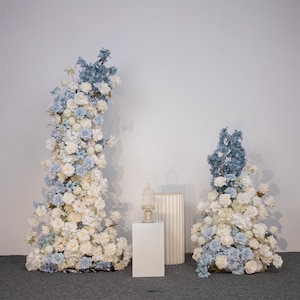 White & Blue Rose Peony Floral Arch Arrangement: Wedding Decor