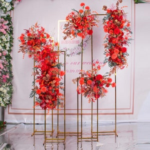 Gold Plated Wedding Arch Stand: Floral Display Shelf, Party Stage Decor