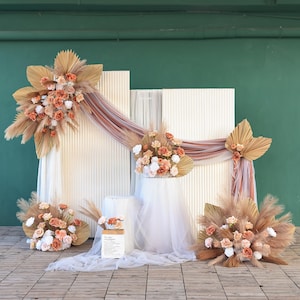 Erba di Pampa artificiale, rosa, design a ventaglio in PU, composizione floreale per feste di compleanno, fondale per eventi, decorazioni, fiori da pavimento