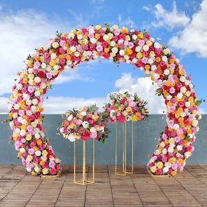 Wedding Arch Floral Arrangement: Colorful Flower Stand Backdrop