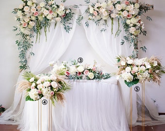 Wedding Floral Arch Arrangement: Silk Flower Row, Stage Decor