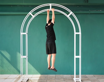 White Wrought Iron Wedding Arch: Triumphal Flower Stand