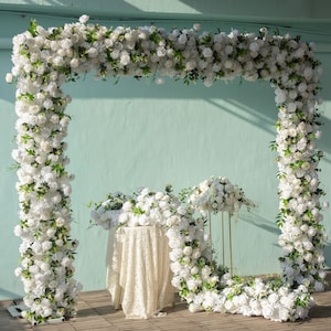 White Rose Floral Runner: Wedding Arch Stage Decor