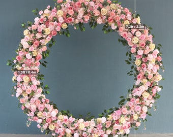 Wedding Ring Arch With Silk Rose Flower Arrangement