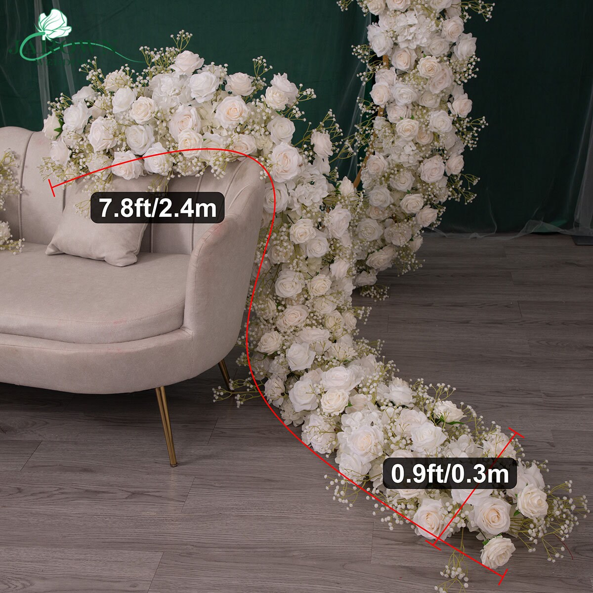 Wedding Decorations Artificial Babys Breath Rose Flower Runner for Party  Event Decor Props Gypsophila Table Floral Customized 