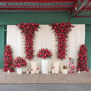 Hot Pink Silk Flower Runner: Wedding Aisle & Arch Decoration