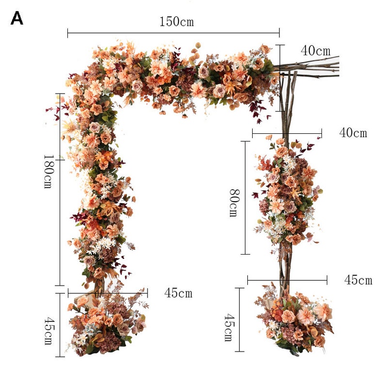 New European Style Retro Flower Arrangement Flower Art Wedding Arch Decor Flower Door Setting Props Artificial Silk Flower A,1SET/4PCS,NO STAND