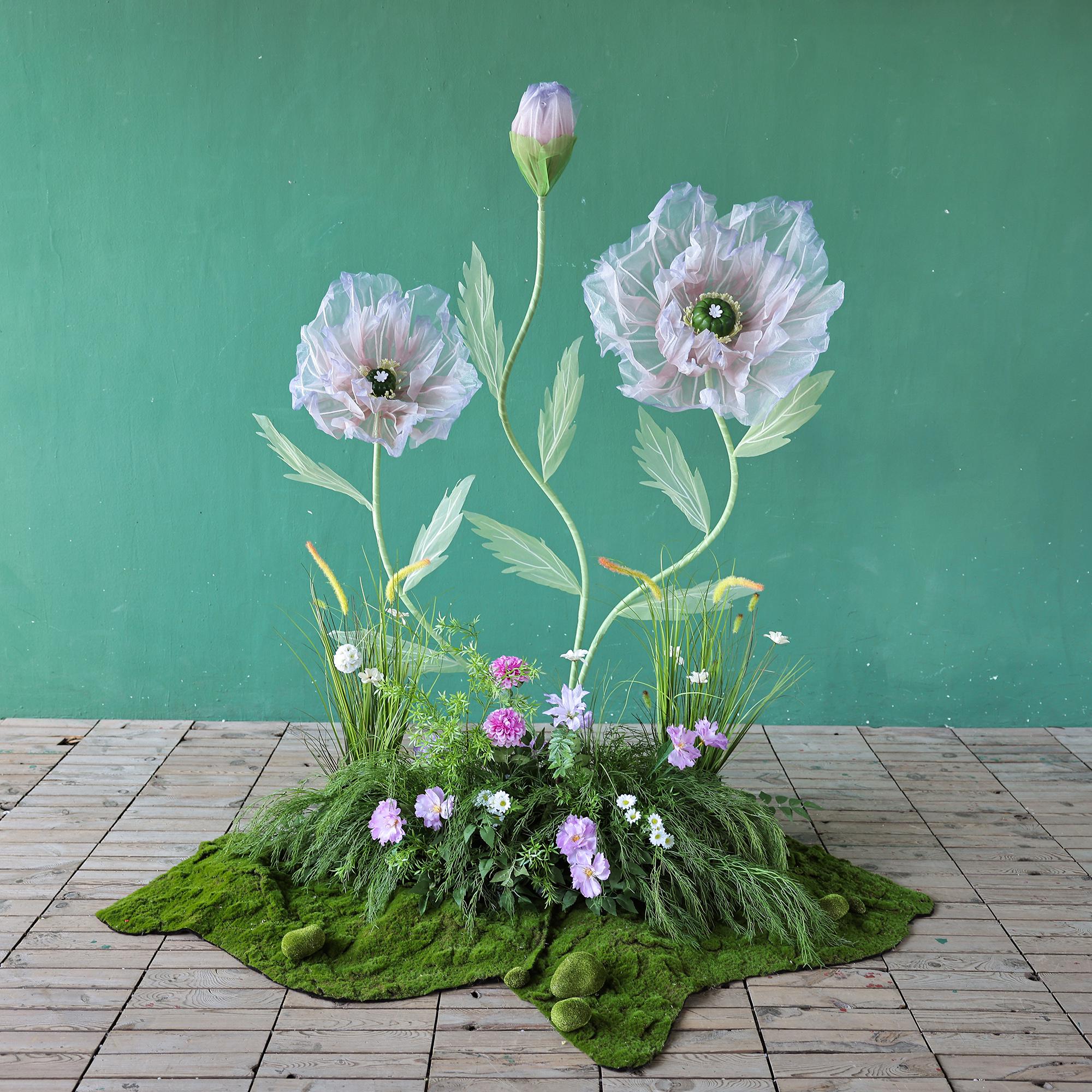 3 Stck Riesige Knstliche Mohnblumen 1,7m - Deko Blumen Fr Hochzeit &  Events