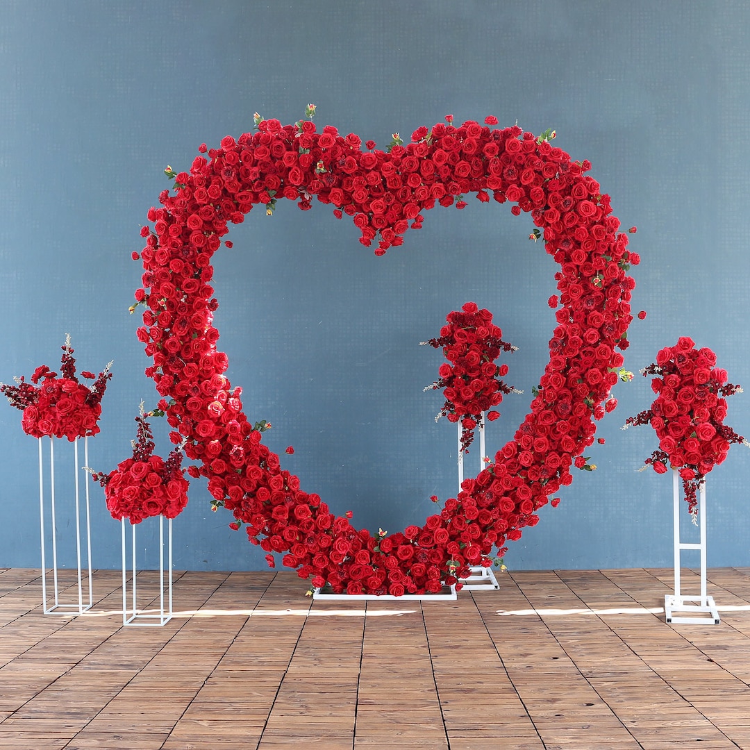 Red Heart Flower Arch: Wedding Stage Decor, Party Photo Booth Props - Etsy