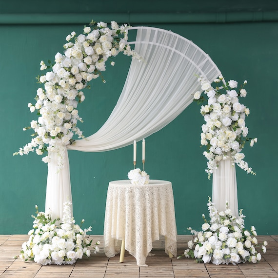 White Rose & Chamomile Flower Arrangement: Wedding Arch Decor