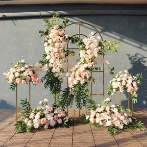 Pink & White Rose Floral Arrangement: Wedding Arch Centerpiece