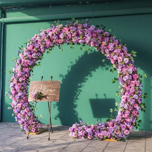 Corridore di fiori di fila di fiori di rosa rosa viola artificiale per set di archi Decorazione di nozze Decorazione di sfondo per feste di eventi all'aperto personalizzata