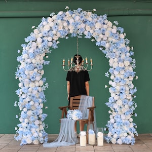 Luxury Wedding Backdrop Artificial Arch Flowers Arrangement Decoration High End White Blue Roses Sztuczne Kwiaty Props