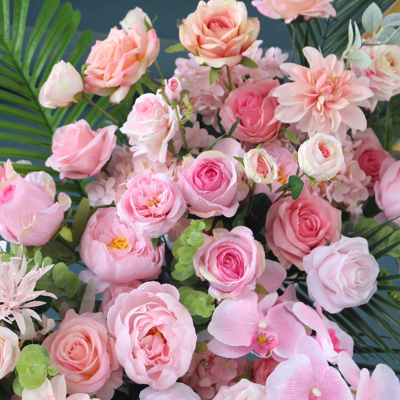 Wedding Flowers Decoration Pink Flower Arrangement Diamond Etsy