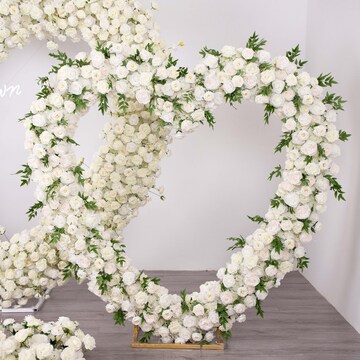 Luxury Heart Shape White Rose Floral Arrangement for Wedding Party Decor Event Stage Props Christmas Decoration Customized