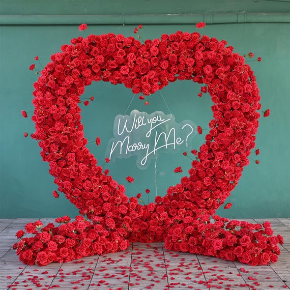 Décoration Murale Fleurs Artificielles Roses Avec Feuilles - Pour Mariage, Fête, Centre De Table - Panneaux Faciles à Assembler - 3