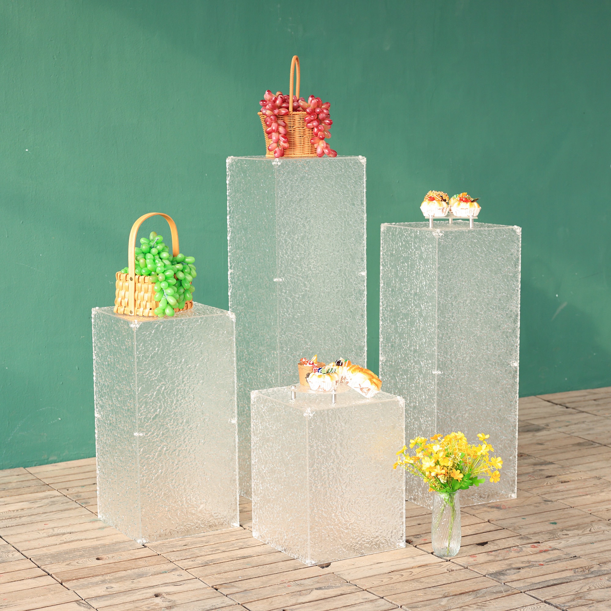 Wedding Acrylic Clear Road Guide Square Pillar Gypsophila light Decoration Party Stage Table Centerpiece Background Folding Post