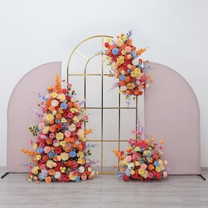 Wedding Flower Arrangement: Custom Arch Decor, Pink, Purple & Orange Roses