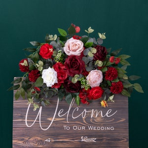 Burgundy Rose Wedding Flower Arrangement: Arch & Backdrop Decor