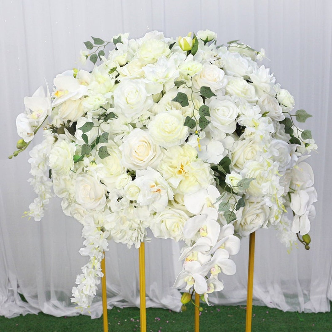 60cm Artificial Winter Rose White Long Branch For Wedding And Home