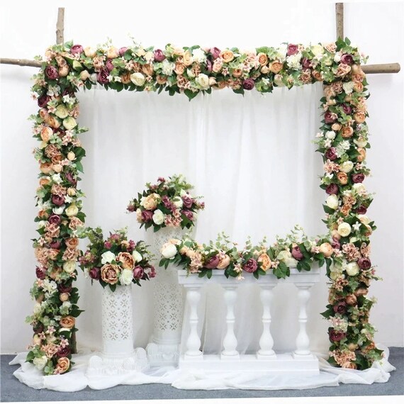 2pcs Lot 1m Floral Arrangement Arch Swag Road Cited Artificial Etsy 2pcs Lot 1m Floral Arrangement Arch Swag Road Cited Artificial Etsy
