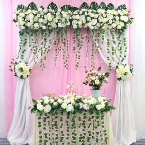 Wedding Arch Flower Swag: White Rose, Peony & Hydrangea