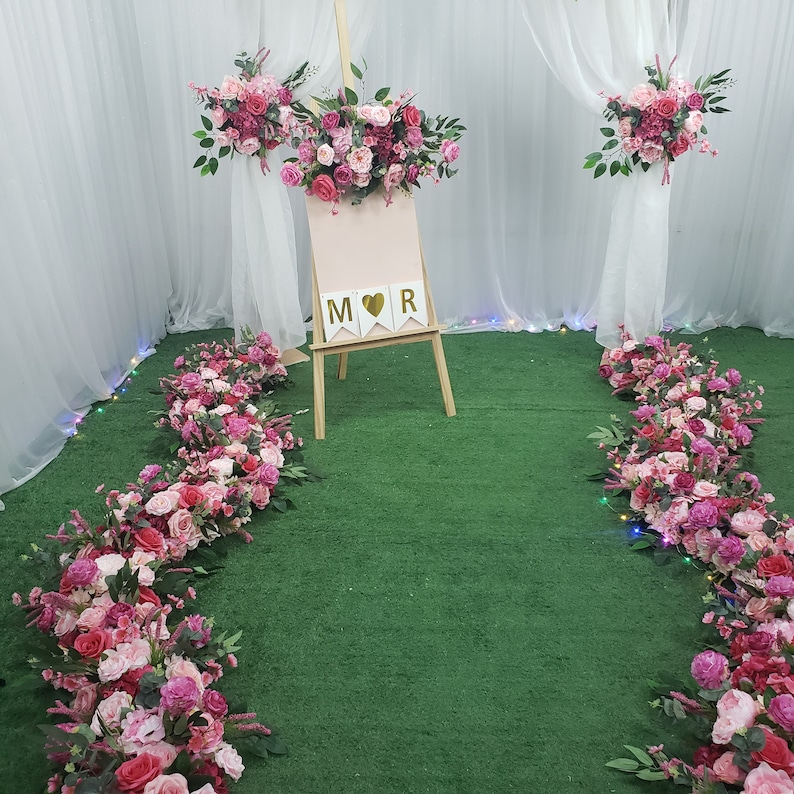 Customize Wedding Artificial Flower Row Rose Red Floral Small Etsy