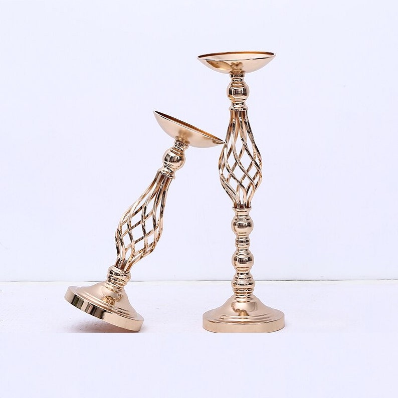 Gold Flower Vases Candle Holders Rack Stands Wedding Etsy